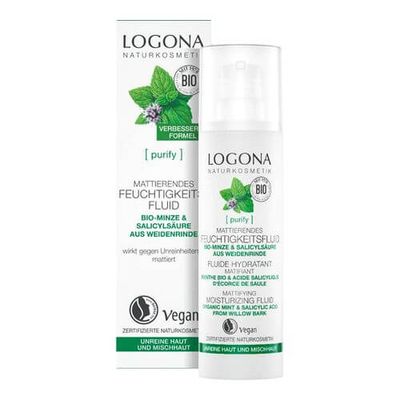 Logona PURIFY mattierendes Feuchtigkeitsfluid Bio-Minze & Salicylsäure aus der Weidenrinde