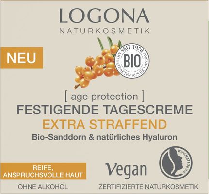 Logona AGE PROTECTION festigende Tagescreme extra straffend Bio-Sanddorn & Natürliches Hyaluron